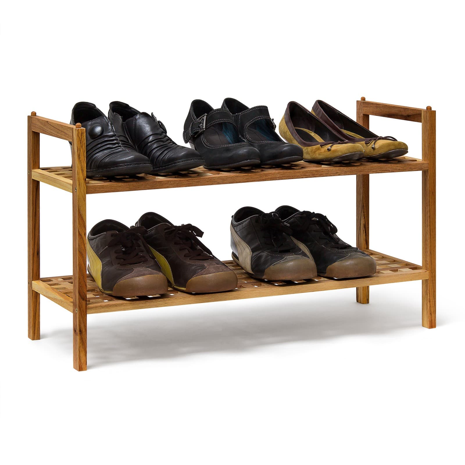 Etagere chaussure meuble de rangement pour chaussures 2 niveaux léger rustique