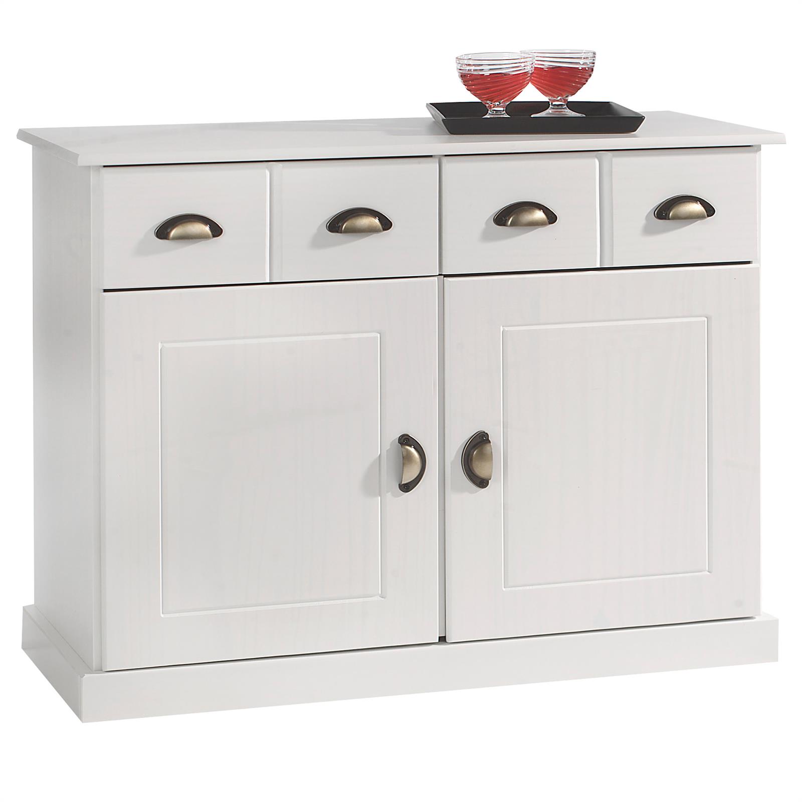 Buffet commode vaisselier 2 portes 2 tiroirs pin massif