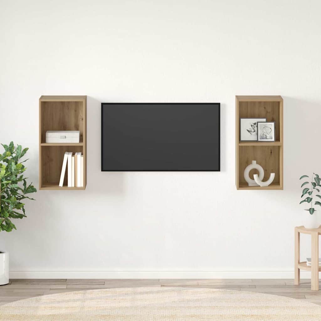 Meubles TV Armoires Salon Muraux 2 pcs Gris Béton Bois d'Ingénierie vidaXL