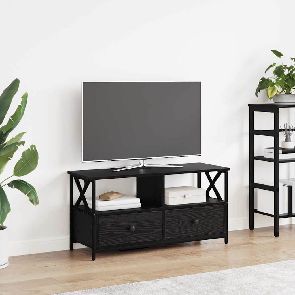 Meuble TV avec tiroir Bois d'ingénierie et acier Console Étagère Média vidaXL vi