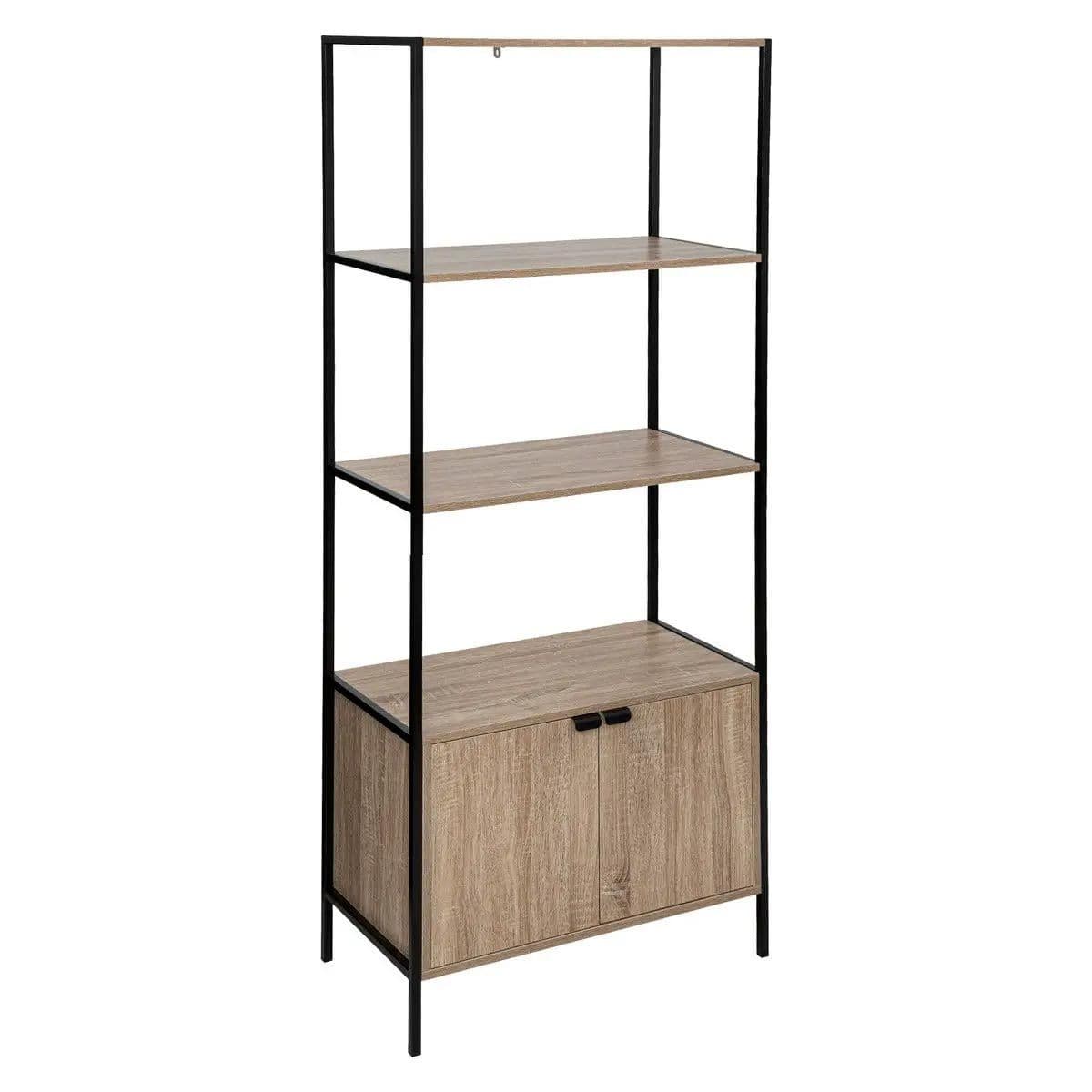 Étagère Design 2 Portes "Aliaj" 176cm Naturel & Noir