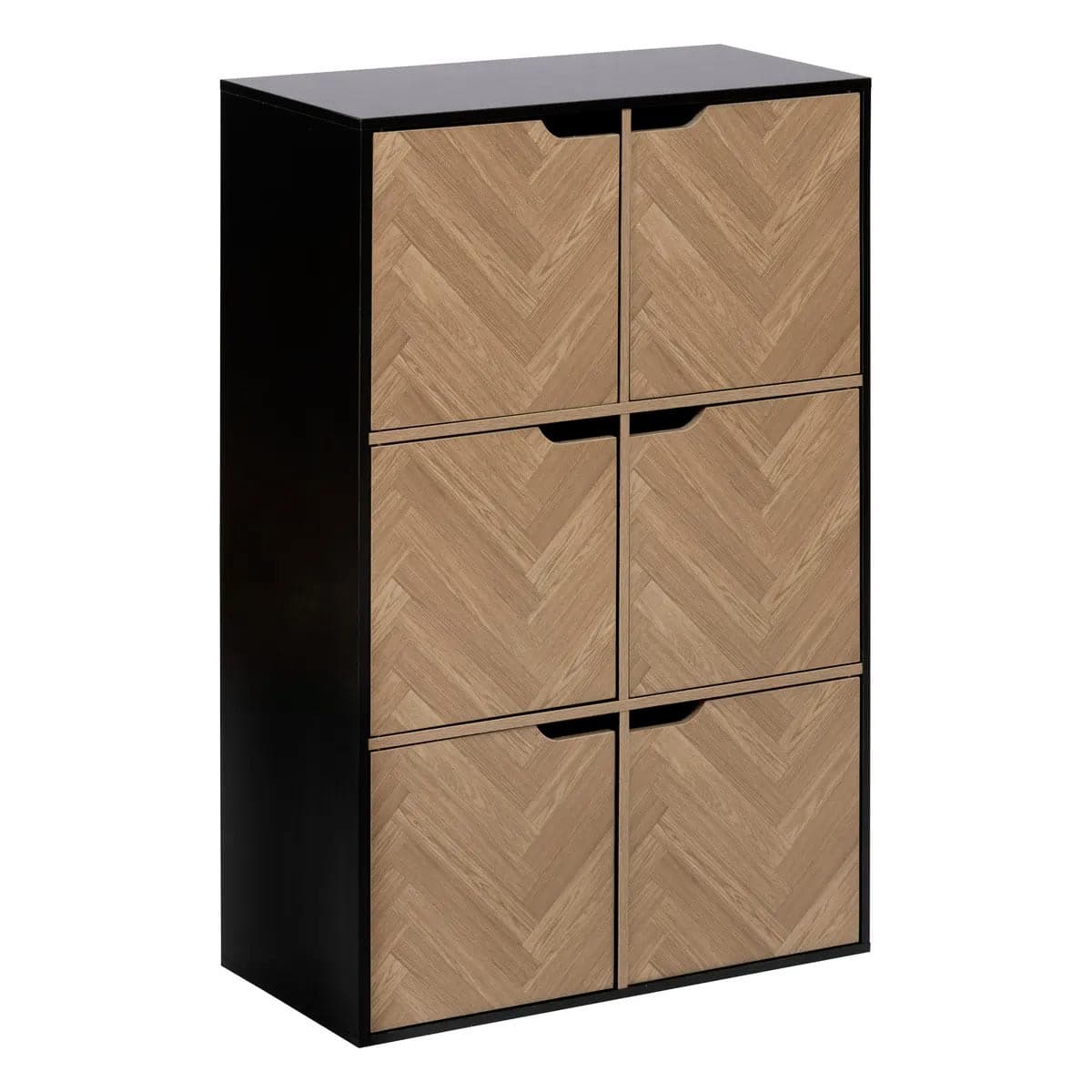 Étagère 6 Cases "Chevrons" 100cm Naturel & Noir