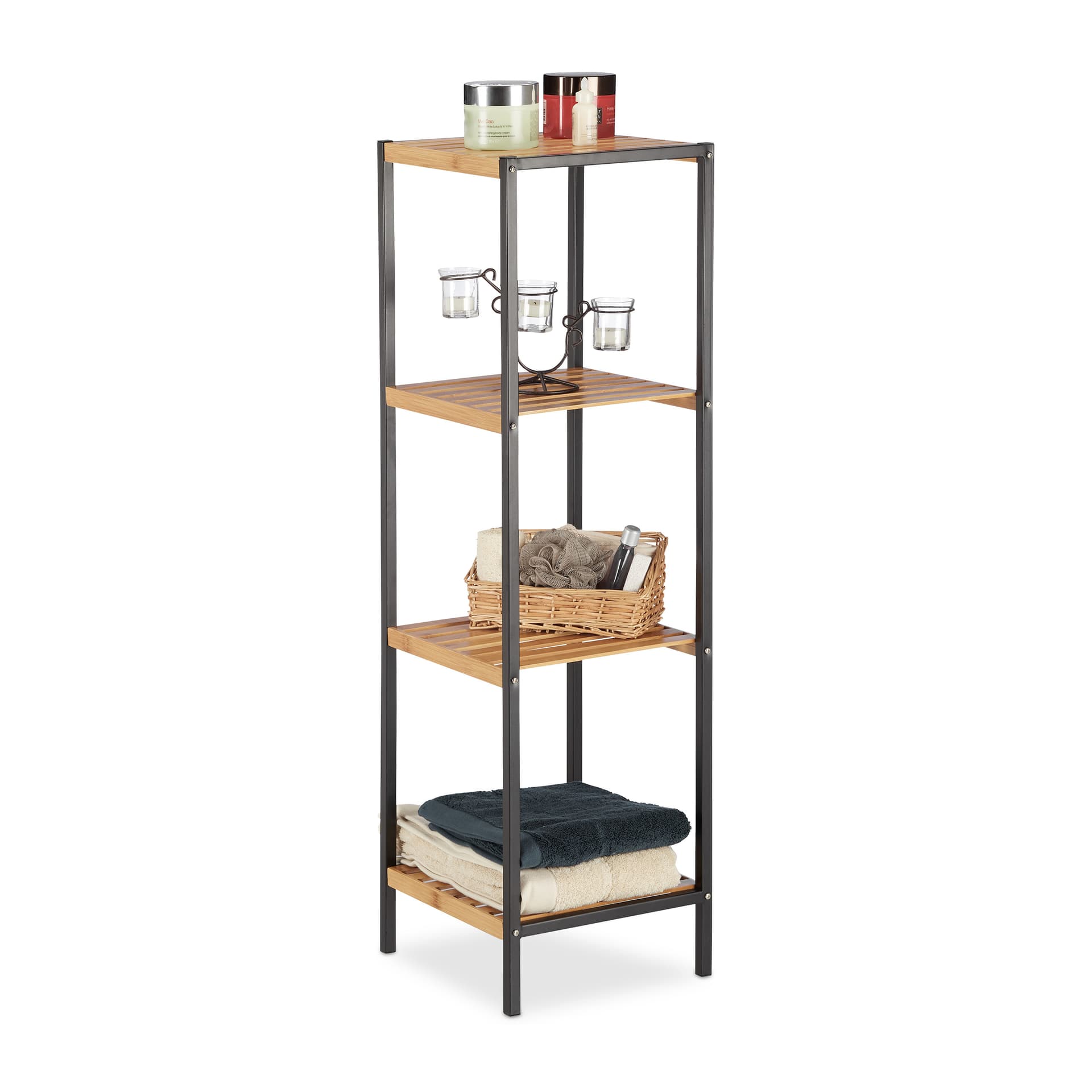 Étagère en bambou meuble de rangement 3 niveaux léger étagère universelle