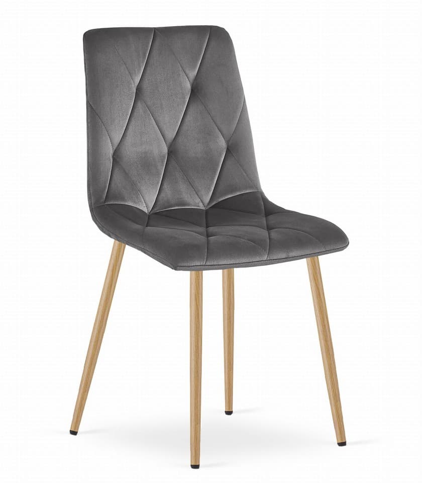 Chaise LIBRA - velours gris foncé / pieds couleur bois x 1