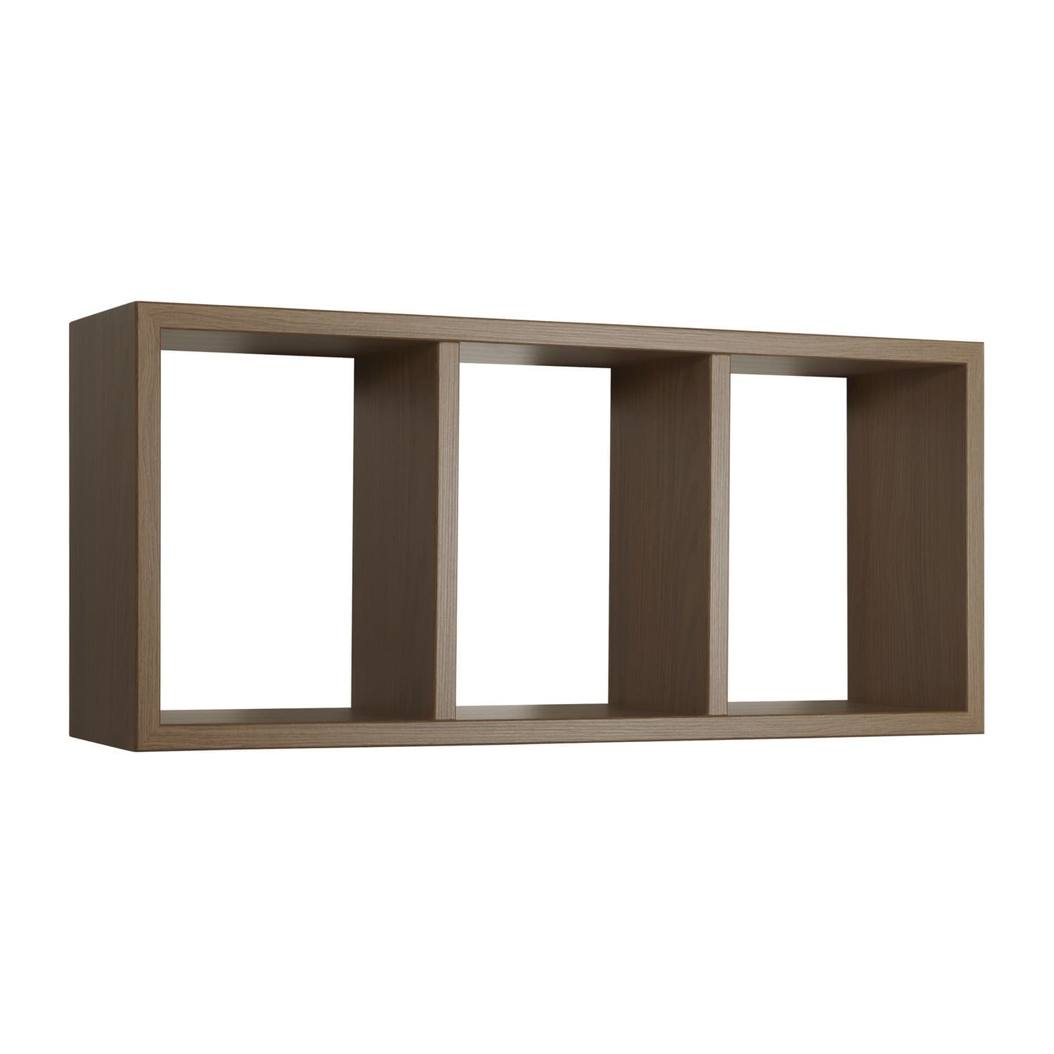 ÉTAGÈRE À MUR RECTANGULAIRE 3 COMPARTIMENTS CHÊNE TABAC MOD. TRISTANO