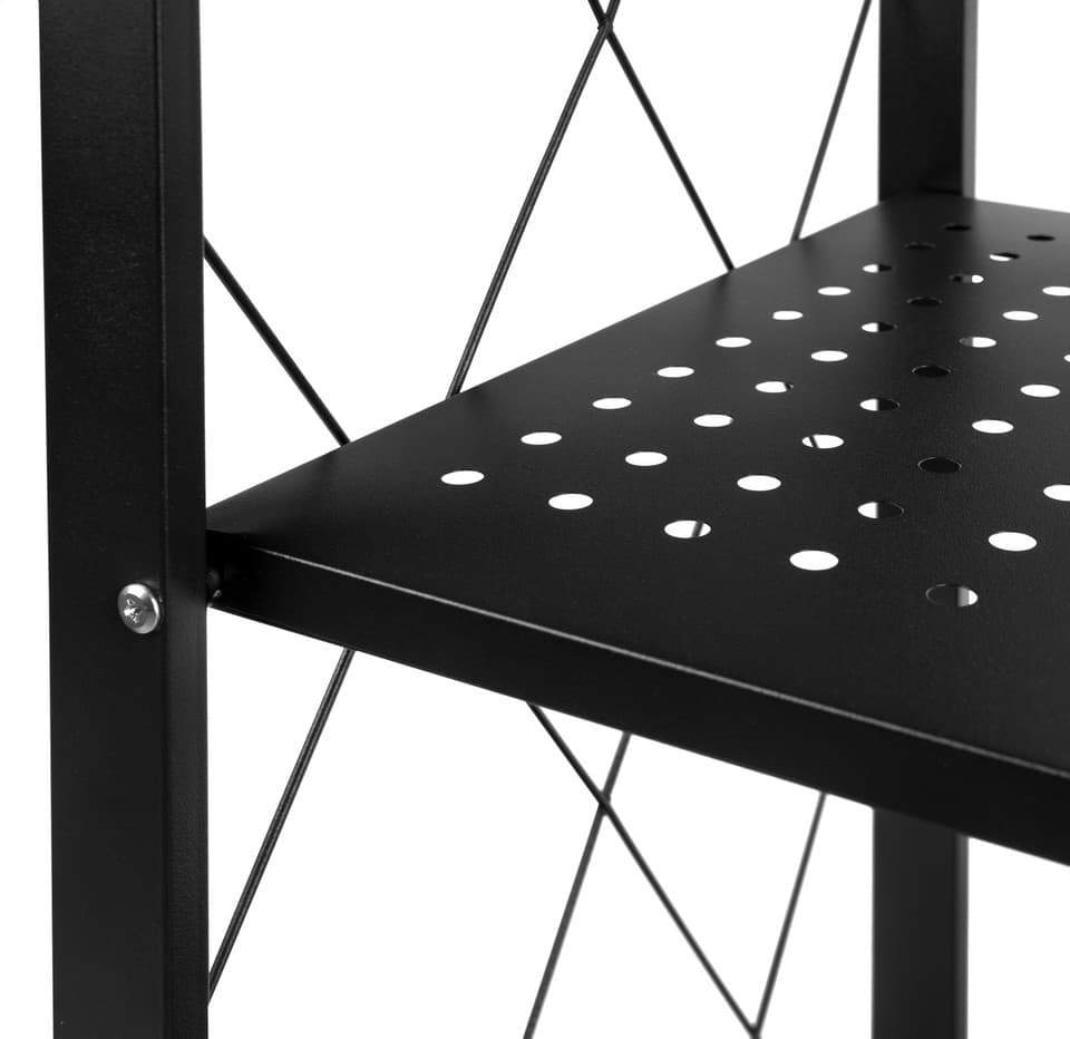 Étagère pliante GESTEL à 4 niveaux, noire, sur roulettes