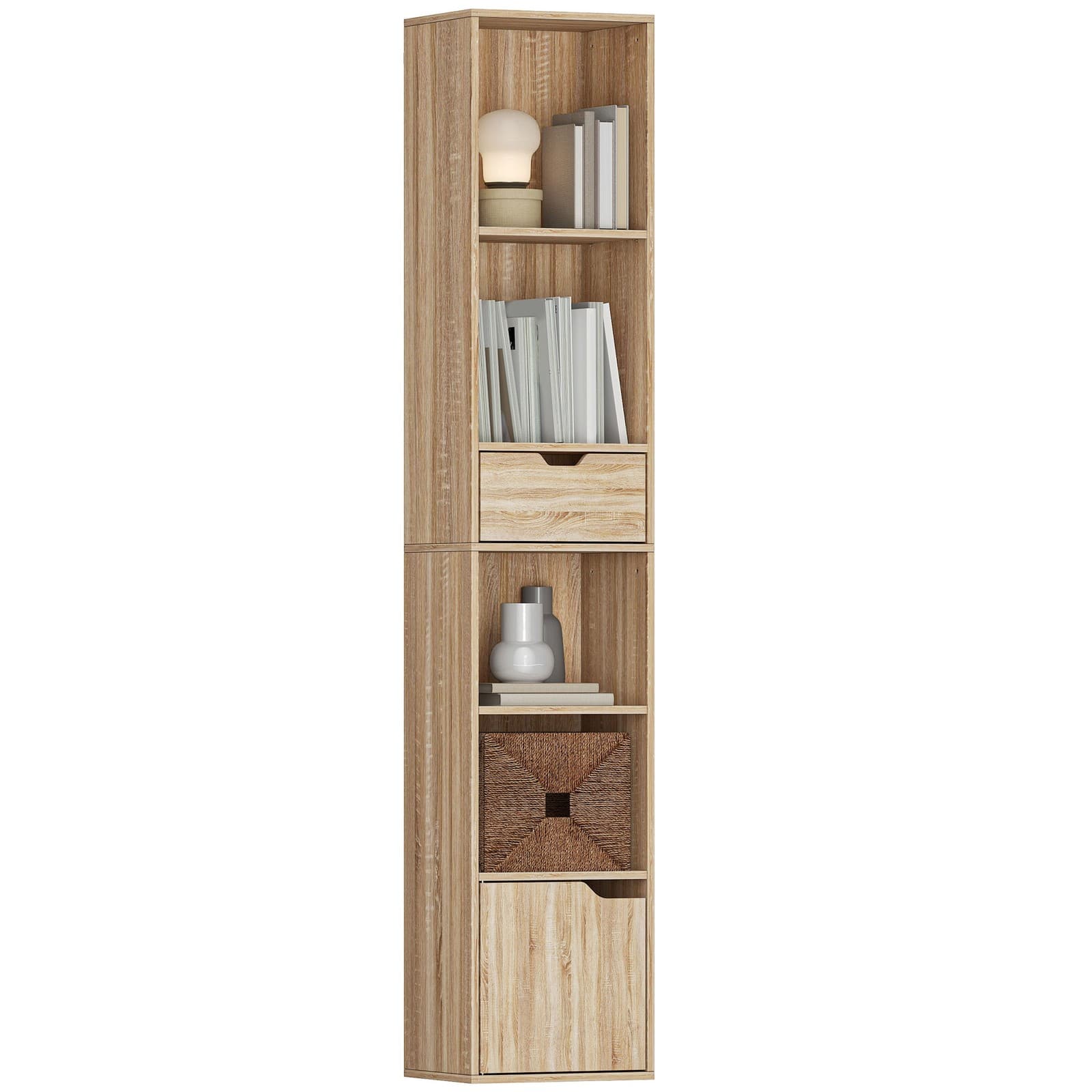 HOMCOM Bibliothèque 30x24x158cm Bois naturel