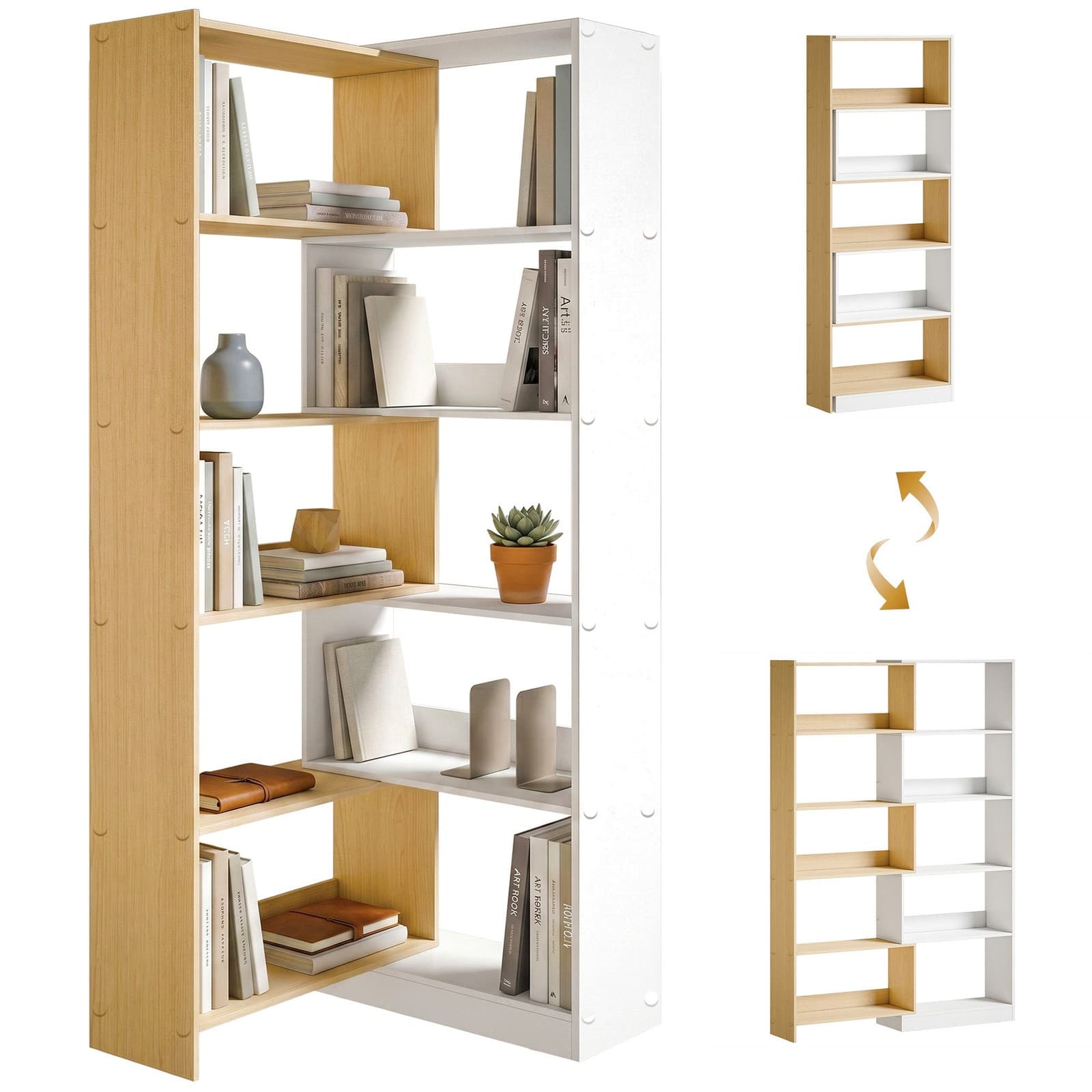 HOMCOM Bibliothèque 111,5 x 23,8 x 163,7 cm Chêne et Blanc