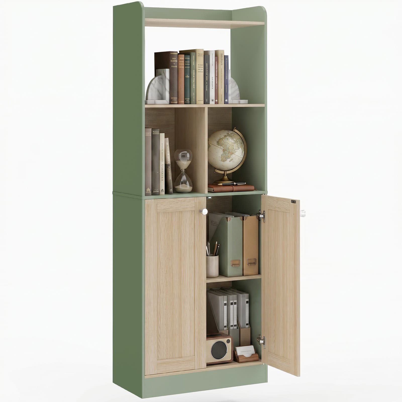 HOMCOM Bibliothèque 60 x 30 x 161,2 cm Bois naturel et vert