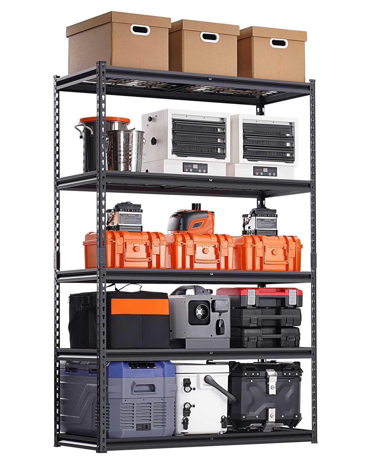 Étagère de rangement robuste pour garage, 5 niveaux ajustables, capacité 1361 kg