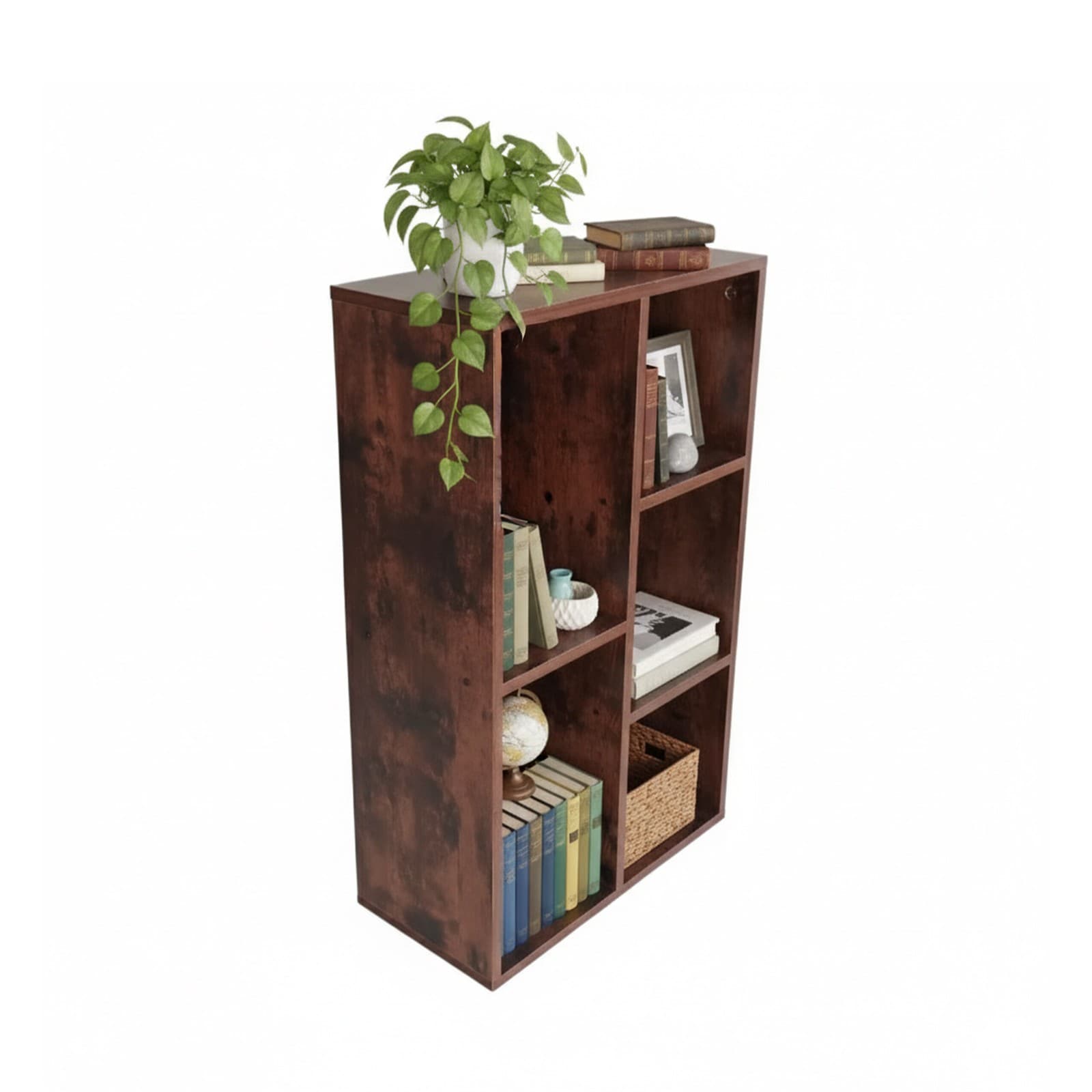 Bibliothèque étagère sur pied d'appoint salon 5 niches style vintage