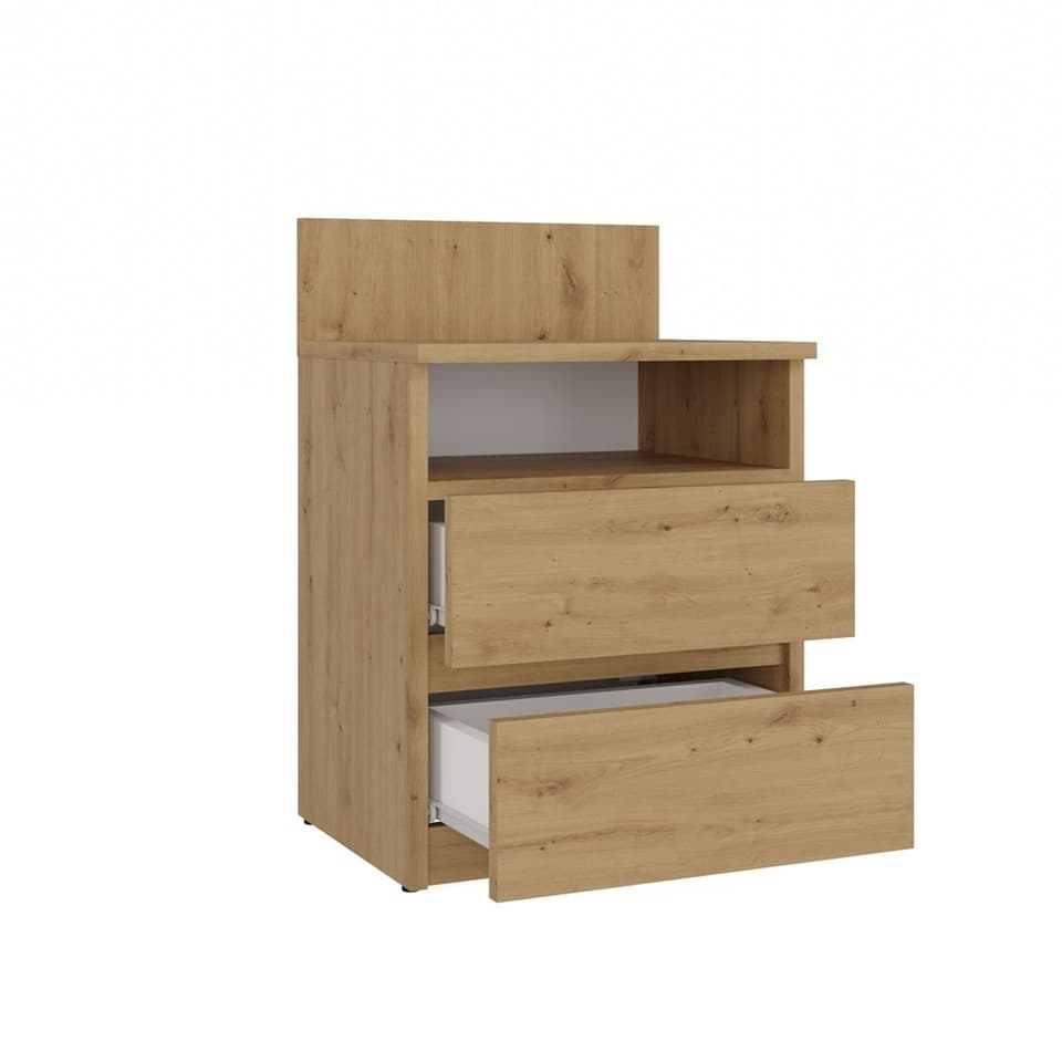 M1 MALWA COMMODE DE CHEVET ARTISANALE EN CHÊNE, COMMODE À 2 TIROIRS, TABLE DE CH
