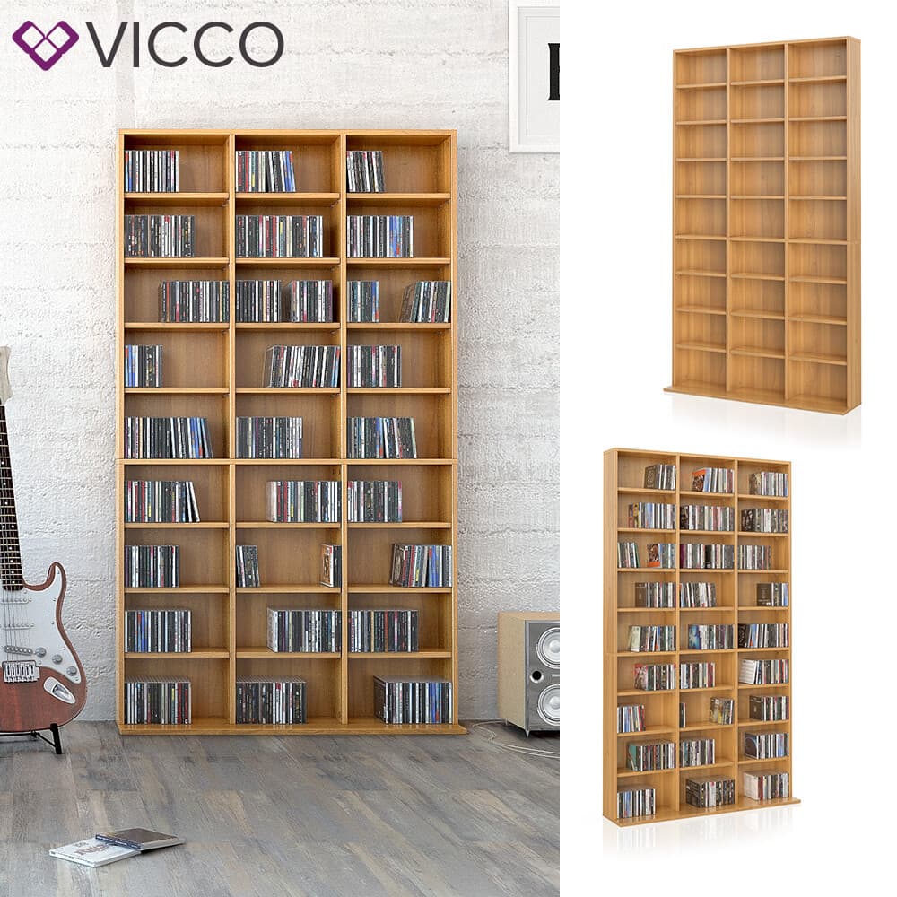 Etagère CD étagère debout pour DVD BluRay étagère livre hêtre Vicco