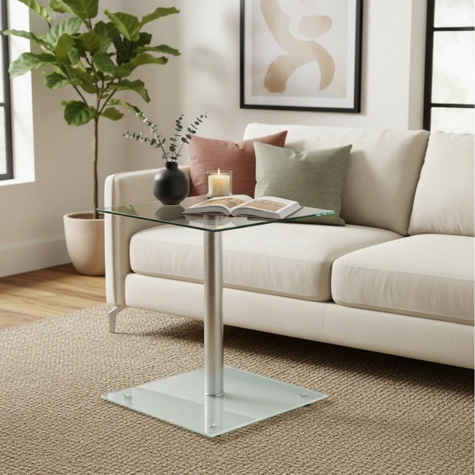Table d'Appoint en Verre "Nolan" 52cm Transparent