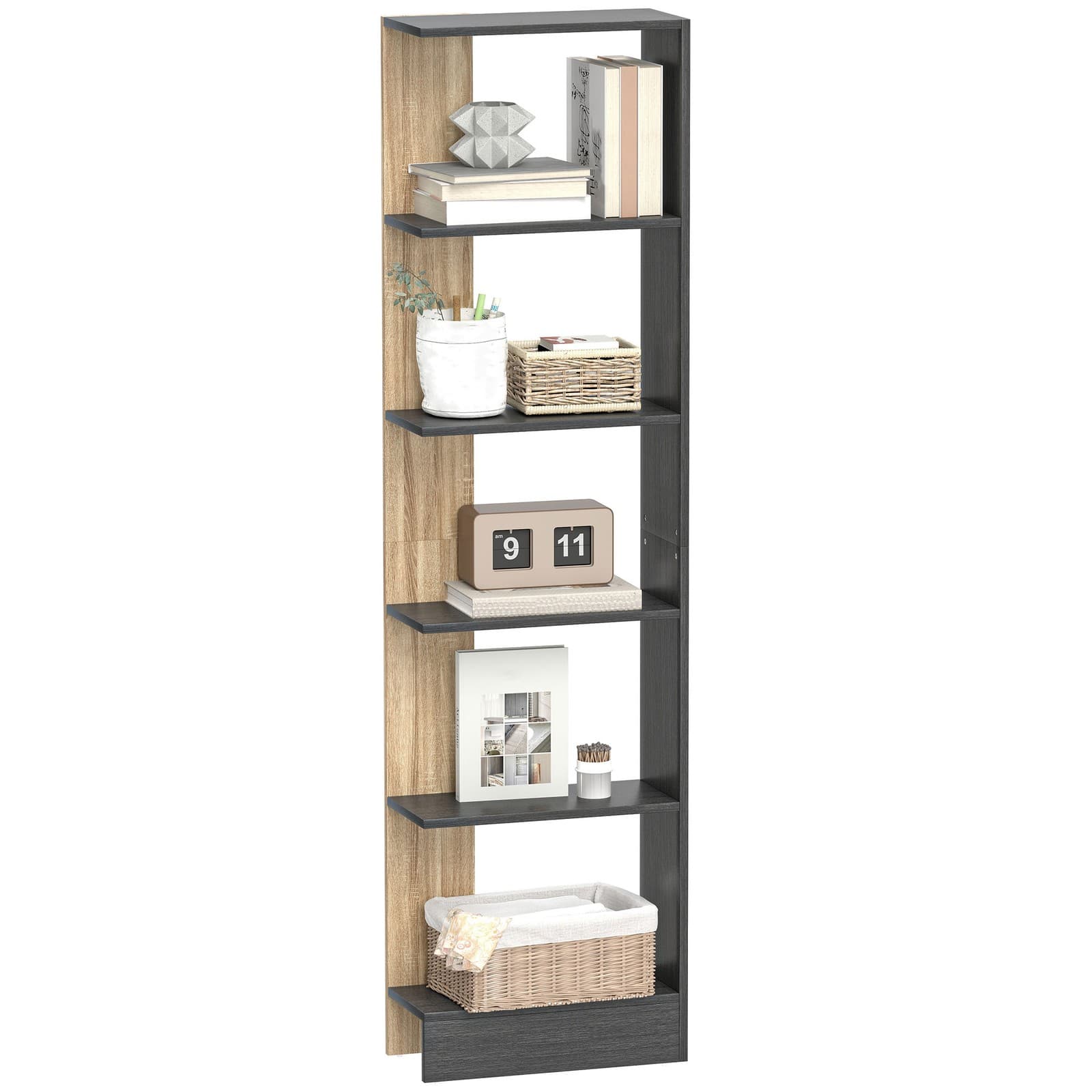 HOMCOM bibliothèque 45x21x170cm Noir