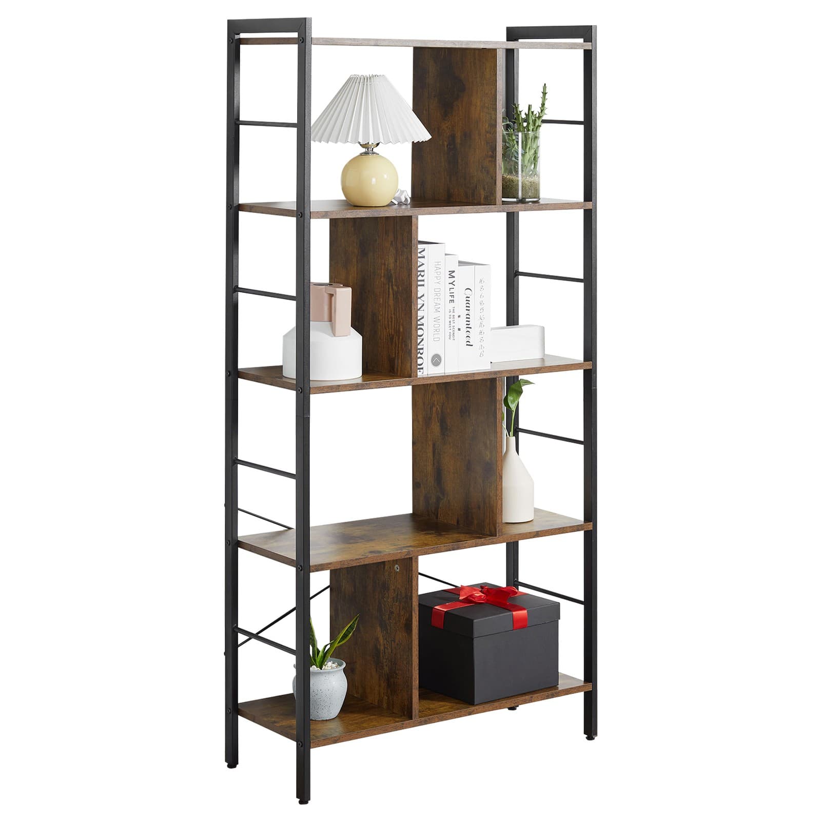 HOMCOM Bibliothèque étagère de rangement 74x30x157.5cm Brun Rustique