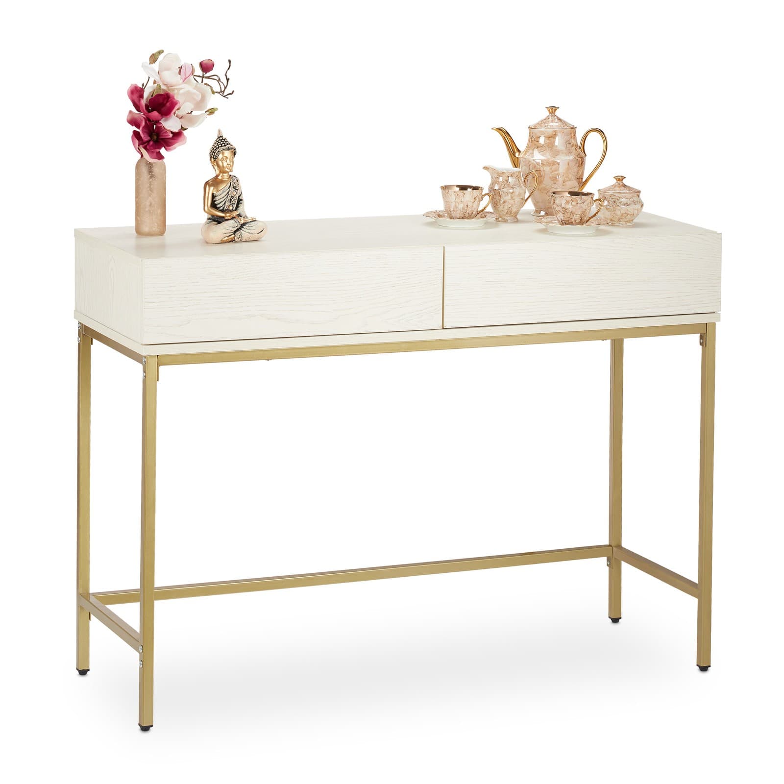 Table de console 2 tiroirs table d'appoint console étroite meuble de couloir