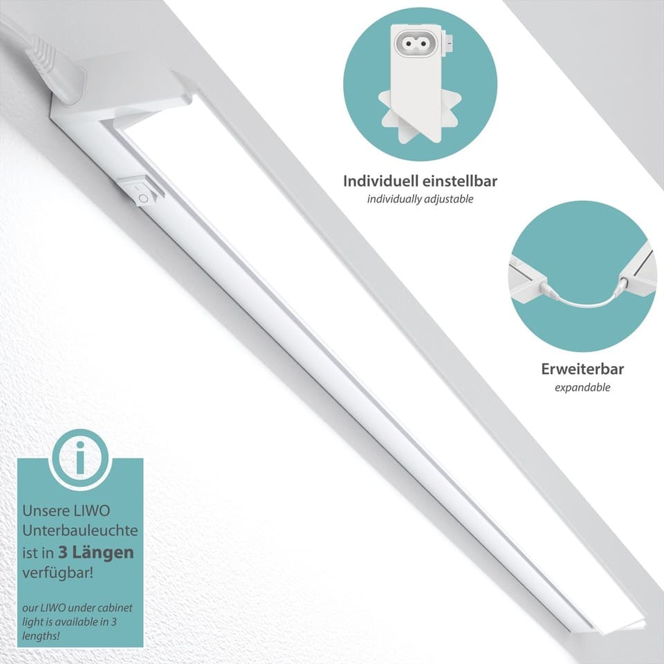 Luminaire d'agencement LED LIWO 58cm pivotant avec interrupteur 19,1474W chacun