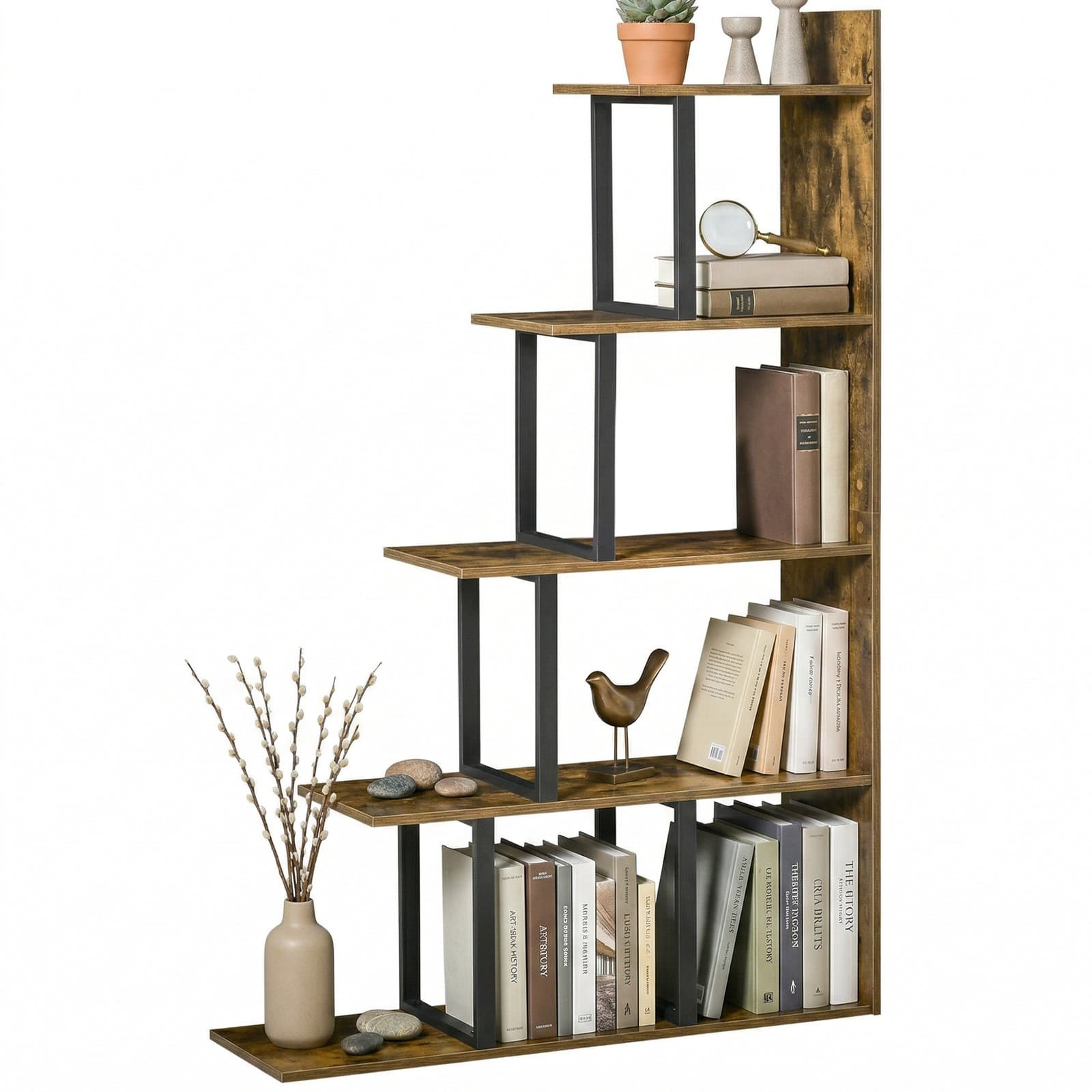 HOMCOM bibliothèque 102x30x160cm Brun Rustique