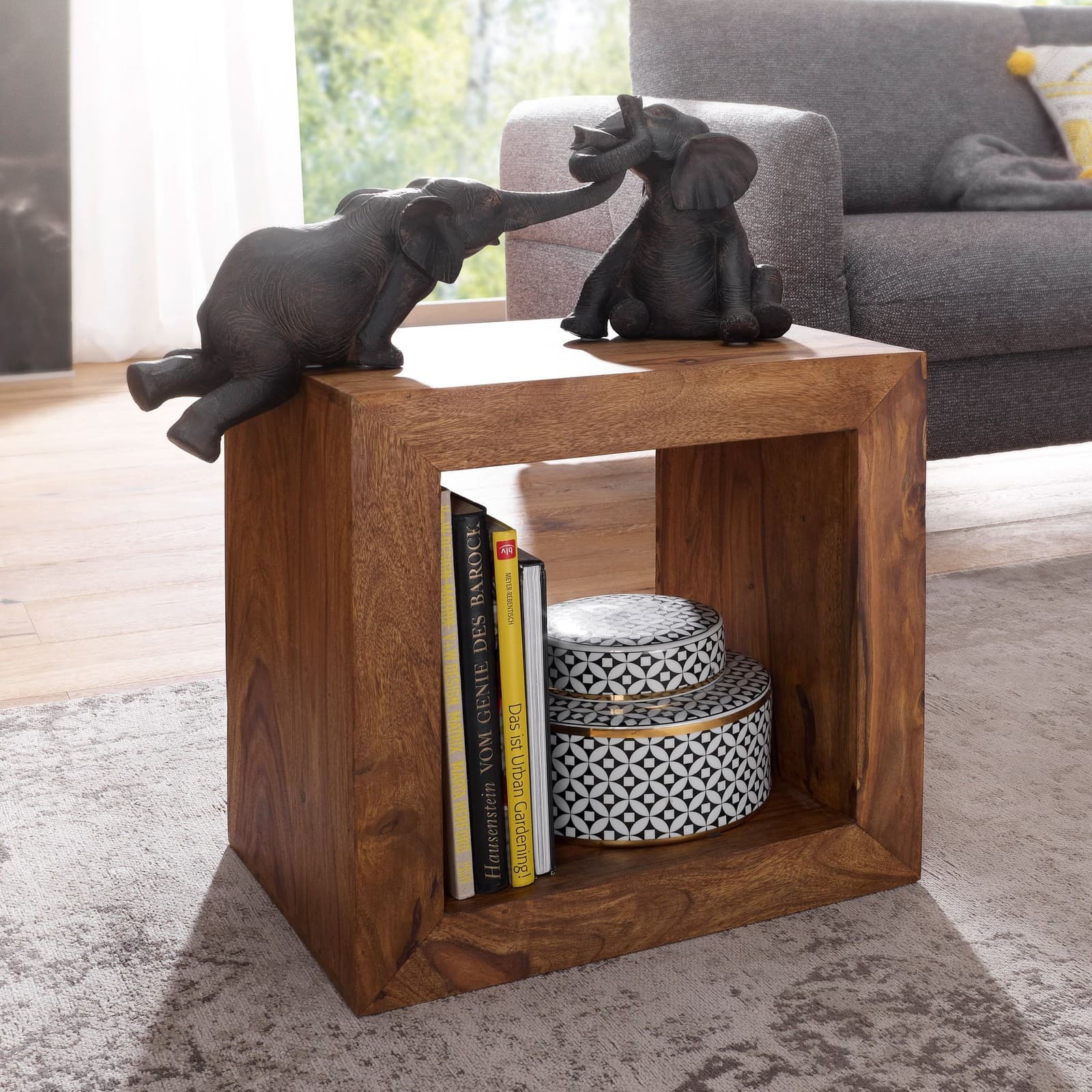 FineBuy Étagère debout Bois Massif 44x44x33cm Étagère à livres Étagère en bois