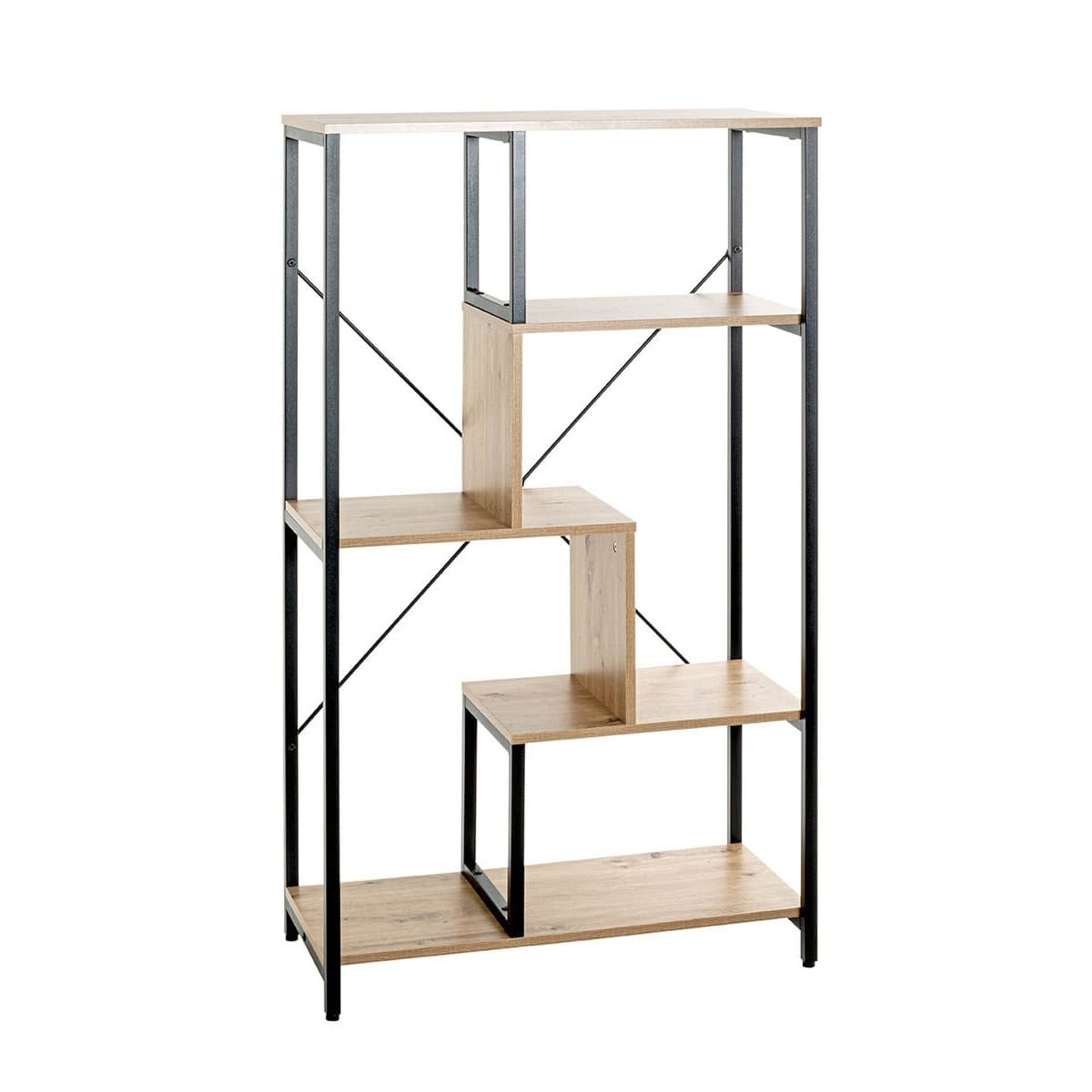 Étagère Bibliothèque "Miranda" 132cm Chêne & Noir